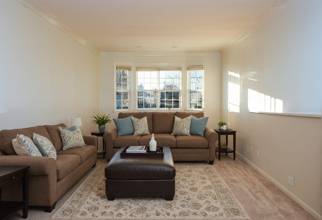 The same living room, virtually staged